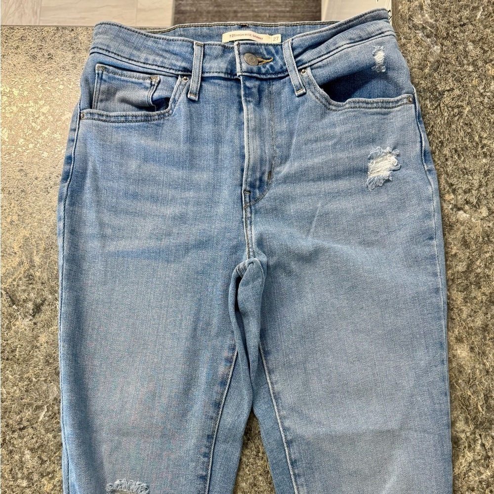 Levi's Blue Skinny Jeans with Distressed Details